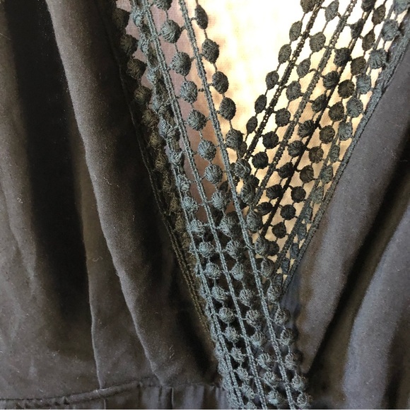 Reverse pants jumpsuit black v neck ball lace detail adjust. Straps side zip M - Picture 5 of 11